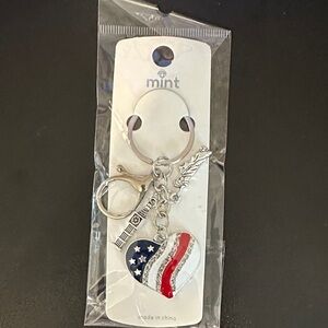 Mint Red White Blue Heart Flag Keychain/Bag Charm
